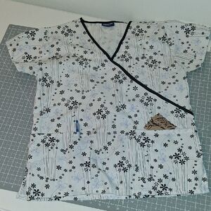 Floral Wrap Scrub Top